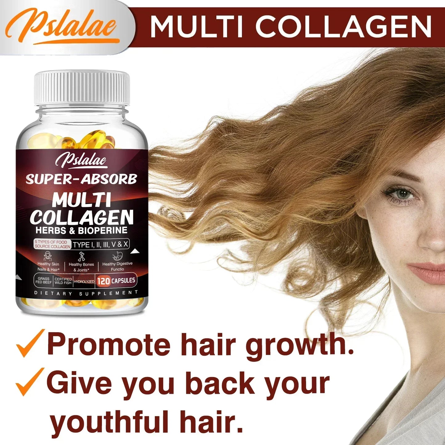 Multi Collagen Capsules (Types I, II, III, V & X) – Organic Herbs + Piperine | High Absorption Collagen Supplement for Hair, Skin, Joints & Bones