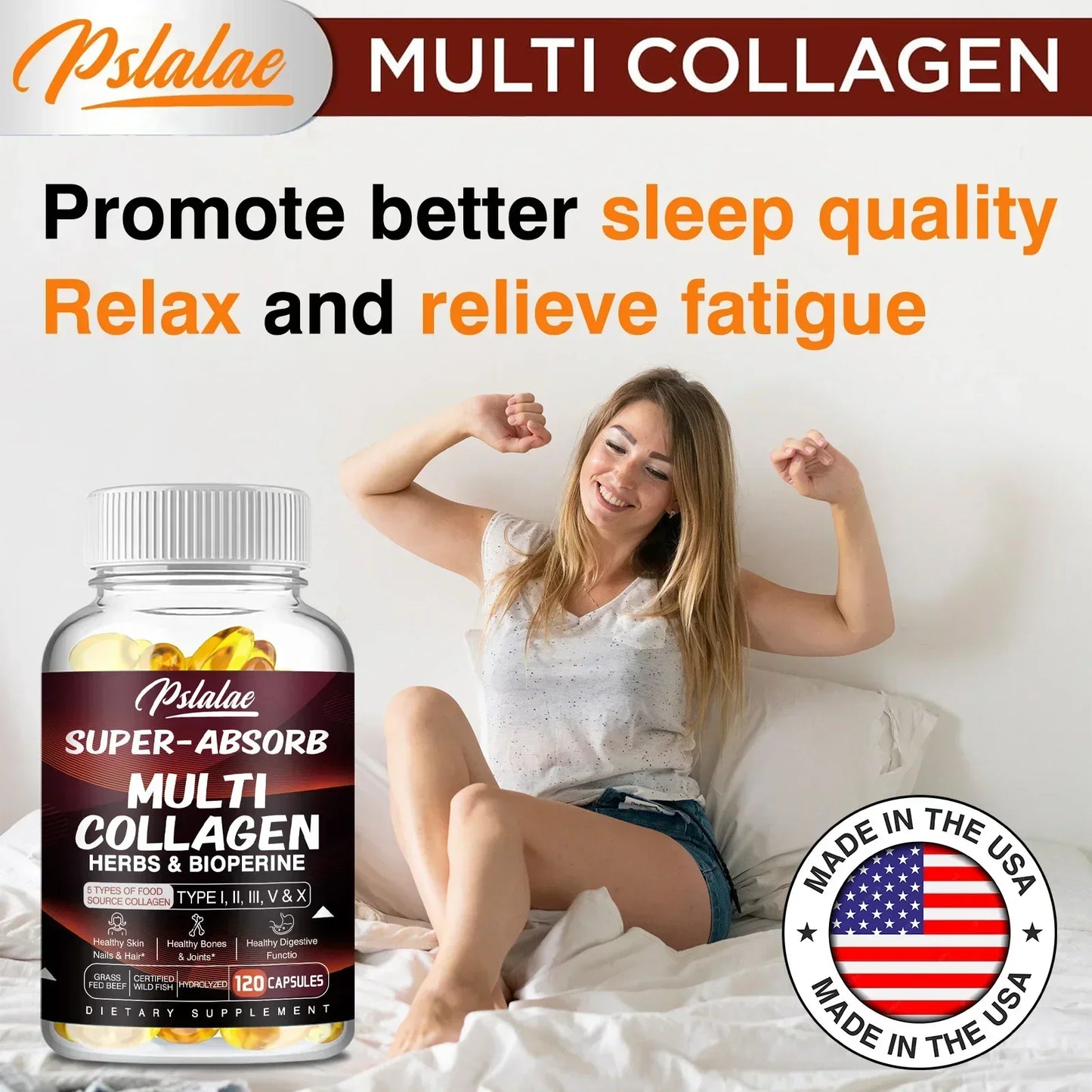Multi Collagen Capsules (Types I, II, III, V & X) – Organic Herbs + Piperine | High Absorption Collagen Supplement for Hair, Skin, Joints & Bones