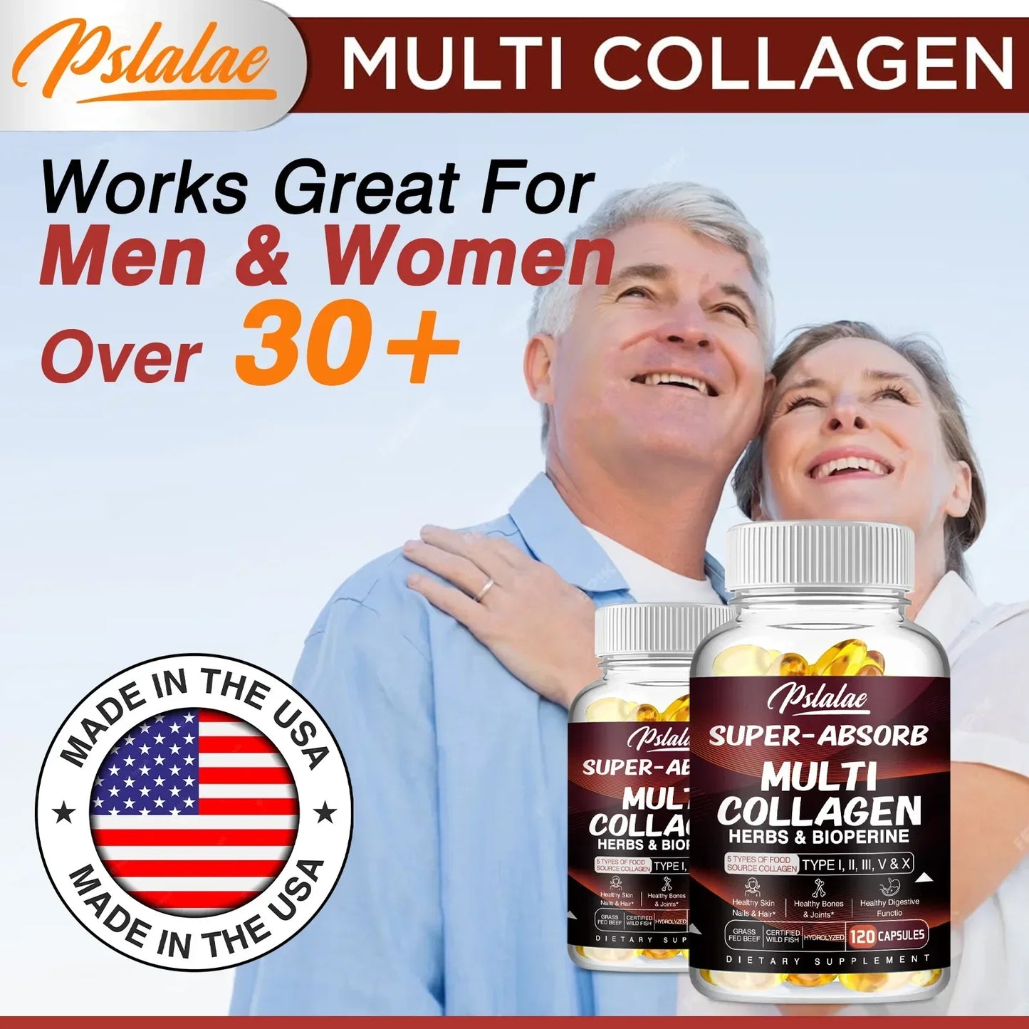Multi Collagen Capsules (Types I, II, III, V & X) – Organic Herbs + Piperine | High Absorption Collagen Supplement for Hair, Skin, Joints & Bones
