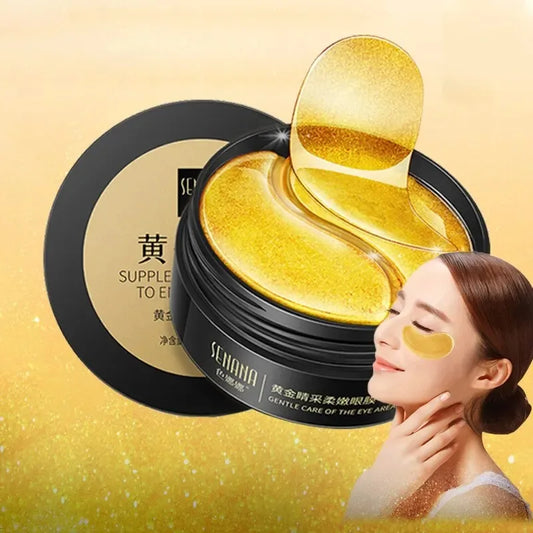 REAROYA 24K Gold Collagen Eye Mask – 60pcs Hydrating & Anti-Aging Patches for Dark Circles & Puffiness