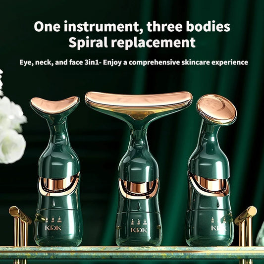 3-in-1 Microcurrent Face Massager – Neck, Facial &amp; Eye Rejuvenation | Anti-Aging Beauty Tool