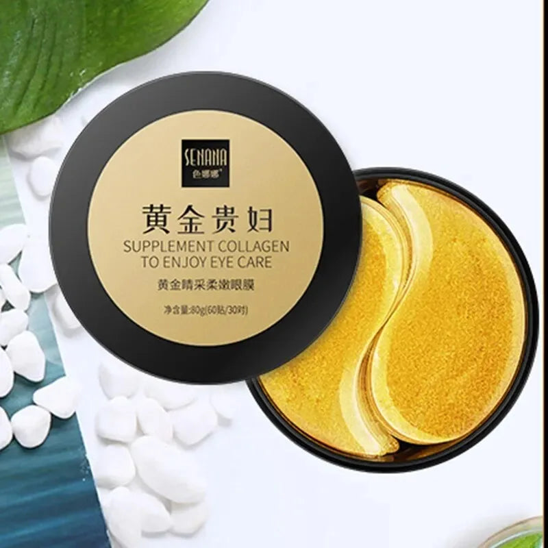 REAROYA 24K Gold Collagen Eye Mask – 60pcs Hydrating & Anti-Aging Patches for Dark Circles & Puffiness