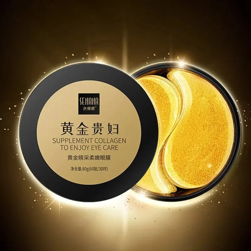 REAROYA 24K Gold Collagen Eye Mask – 60pcs Hydrating & Anti-Aging Patches for Dark Circles & Puffiness